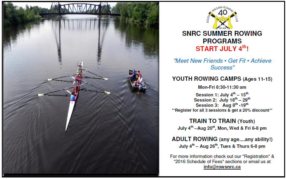 SNRC Summer Rowing Programs 2016